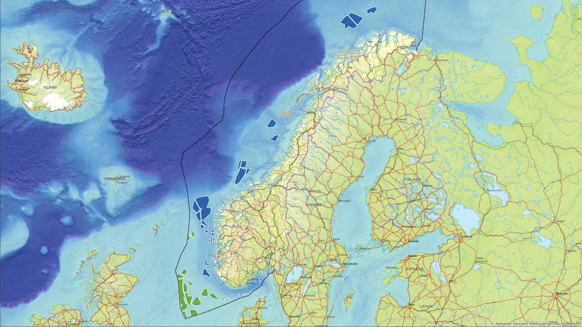 Illustrasjon fra rapporten "Mulige nye områder for havvind" fra Multiconsult / Norwegian Offshore Wind