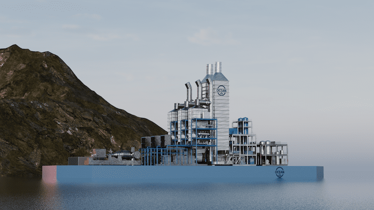 Techouse og Ocean-Power samarbeider med mål om å utvikle et flytende gasskraftverk Illustrasjon: Ocean-Power