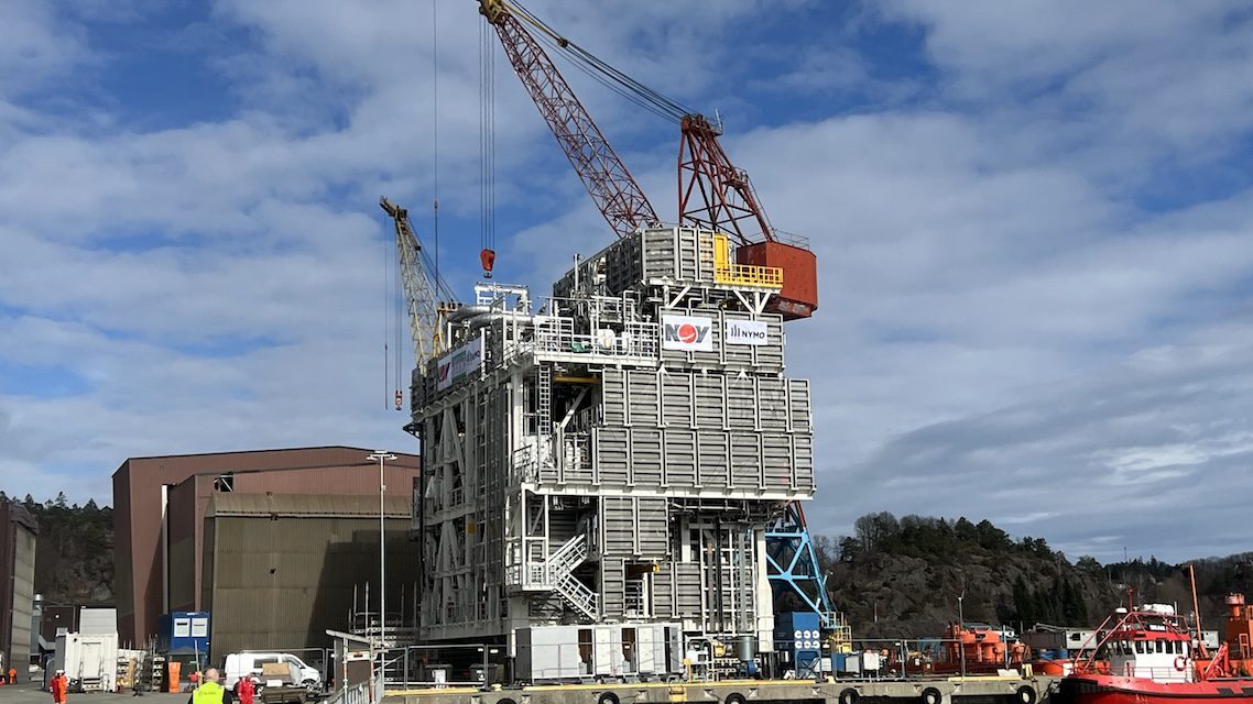 MEG-modulen til ny plattform på Valhall-feltet på Nymos verft i Grimstad.
Foto: Aker BP